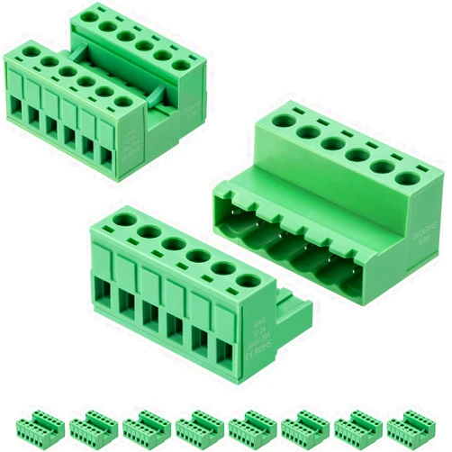 JANDECCN 10Pcs 6 Pin 5.08mm Pitch DIY PCB Mount Screw Terminal Block Connector with 10Pcs 6 Pin Phoenix Plug