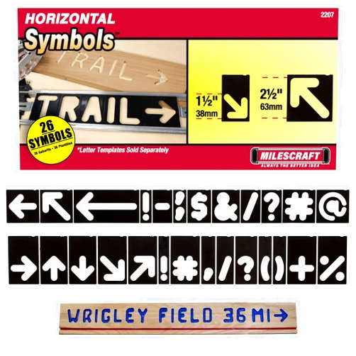 Milescraft 2207 1.5in. & 2.5in. Arrow and Symbol Templates for Sign PRO & Sign Crafter Jig– Rout Custom Wood Signs with Additional Symbols – 26pcs.