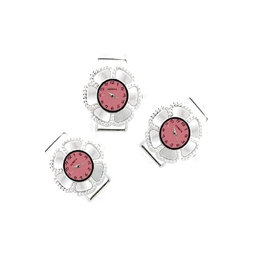 PlanetZia Creations PlanetZia 2pcs Colored Flower Ribbon Watch Faces for Interchangeable Beaded Bands TVT-1394 (2pcs Pink)