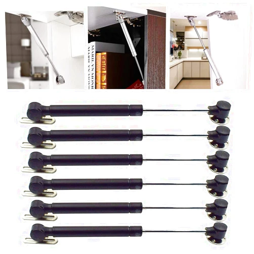 LC LICTOP 6 Pcs Soft Close Lid Support 80N Hydraulic Gas Spring Cabinet Door Safety Lift Support (Black)