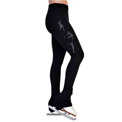HAWFHH Figure Skating Pants Girls Polartec Warm Fleece Skating Leggings High Elastic Crystals Training Wear