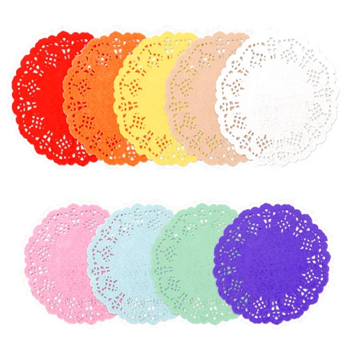 Sliverdew Small Round Paper Doilies, 180 Pcs 3.5 Inch Colored Lace Paper Doilies Mini Paper Doilies Disposable Paper Placemats Round Lace Doilies for Tables, Plates, Dessert Trays, Cakes, Party Buffet Supplies