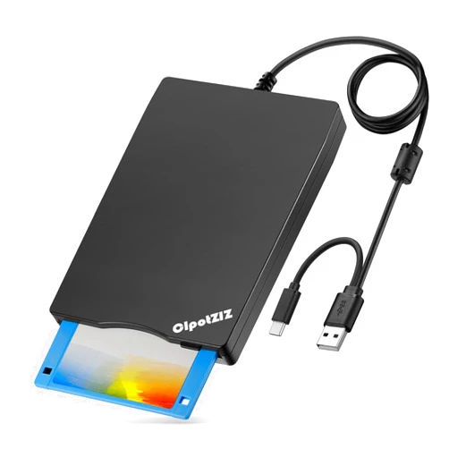 CIpotZIZ Floppy Disk Reader USB C External 3.5 inch 1.44 MB Floppy Disc Reader Dual USB Type A/C Floppy Disk Drive/Player/Converter