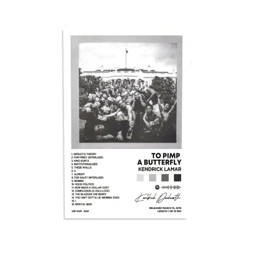 DIDIDO Kendrick Poster Lamar To Pimp A Butterfly Album Cover Canvas Posters for Room Aesthetic Gift Unframe:12x18inch(30x45cm)