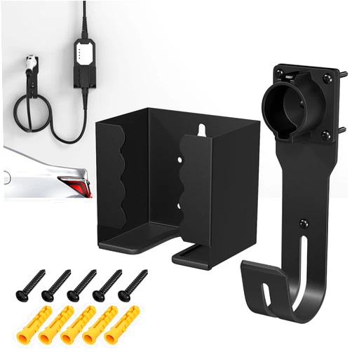 Joinfworld EV Charger Holder Wall Mount Kit EV Charger Holster Dock for SAE J1772 Connector J-Hook EV Charger Cable Holder & EV Charging Box Holder for Electric Vehicles