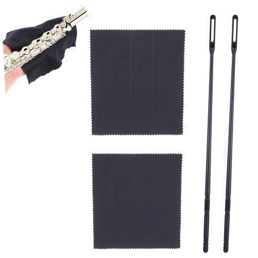 Yuanchu Flute Cleaning Kit, 2 Flute Cleaning Rods and 2 Pack Cloth Clean Swabs Musical Instruments Polishing Cloth Cleaner Accessories