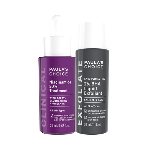 Paula's Choice Paula’s Choice CLINICAL 20% Niacinamide Serum Treatment + Travel Size 2% BHA Salicylic Acid Liquid Exfoliant Duo, Set of 2