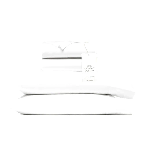 BOLL & BRANCH Signature Hemmed Sheet Set - King + Standard, White - Luxury 100% Organic Cotton - Includes 1 Flat, 1 Fitted, 2 Standard Pillowcases - Buttery Soft