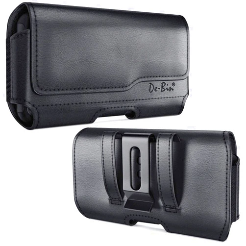 De-Bin DeBin Holster for iPhone 16 16 Pro 15 15 Pro 14 14 Pro 13 Pro 13 12 11 XR, Galaxy S24 S23 S22 S21 S20 S10 Google 7 Cell Phone Belt Holder Case with Clip Pouch (Fits with Otterbox Case) Black