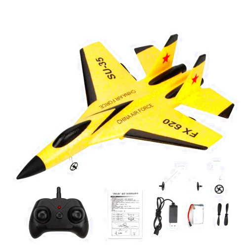 Feamos Fmingdou Rc Plane, RC Airplane Realistic SU-35 Fighter EPP Foam Plane for Children Easy Flying Anti-Crash Remote Control Aircraft for Boys 33*26*8CM
