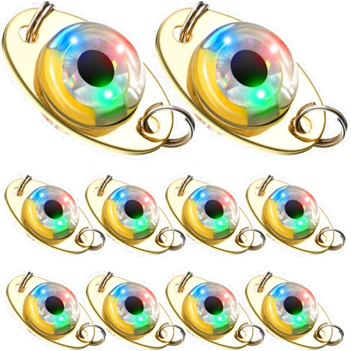 Skylety LED Fishing Lures Fishing Spoons Underwater Flasher Bass Halibut Flasher Saltwater Trolling Deep Drop Fishing Light LED Lighted Bait Flasher