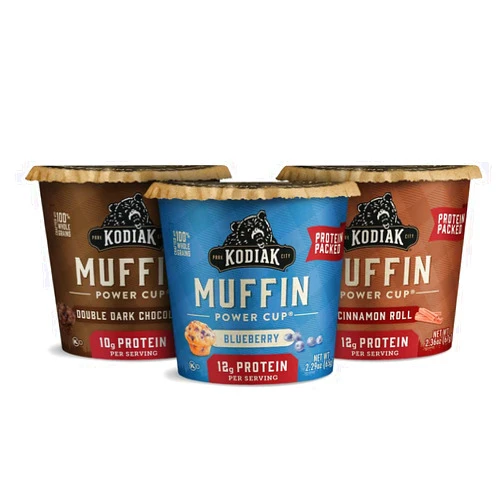 Kodiak Cakes Minute Muffin Cup Variety Pack - 100% Whole Grains, Double Dark Chocolate, Blueberry & Cinnamon Roll (Pack of 12)