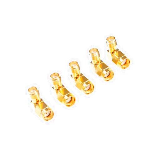 RFaha 5pcs RP-SMA Male to SMA Female Right Angle 90 Degree Gold Plated RF Coaxial Coax Adapter for Antenna(F92-5)