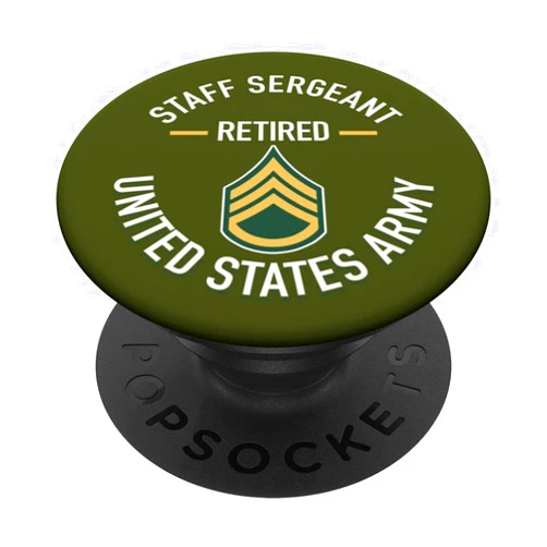 J.Bergsonn U.S. Military Army SSG Retirement Staff Sergeant SSG Retired Army Military Retirement Gifts PopSockets Adhesive PopGrip