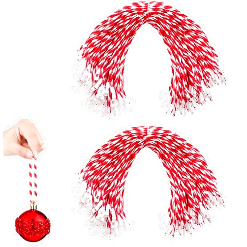 UCLEVER 500pcs Christmas Ornament Hooks Ornament String with Snap for Christmas Tree Decoration Easy Locking Ornament Hangers for Xmas Holiday Party Hanging Decor