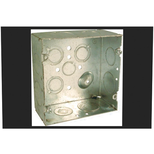 RACO Hubbell-Raco 8265 2-1/8-Inch Deep, 3/4-Inch and 1-Inch Side Knockouts Welded 4-11/16-Inch Square Box Gray
