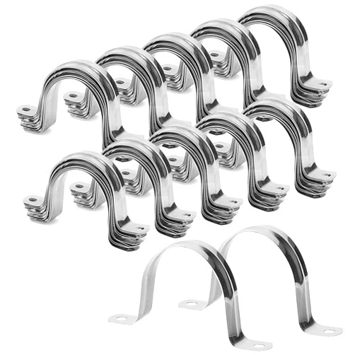 MUKCHAP 100 PCS 2 Inch U Pipe Strap, M50 Stainless Steel Bracket Clamp for PVC Pipe, 50mm