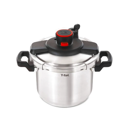 T-fal Clipso Stainless Steel Pressure Cooker 8 Quart, Induction Compatible, Secure locking System, One Hand System, Fast Cooking, Recipe Book Included, Cookware, Pots and Pans, Dishwasher Safe, Silver