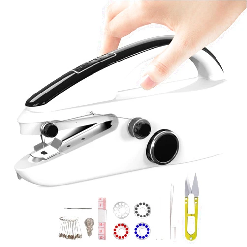 SnowVoice Handheld Sewing Machine,Two dear,Mini sewing machine,Easy to Use and Fast Stitch Suitable for Clothes,Fabrics, DIY Home Travel Electric Handheld Sewing Machine for Beginners(Premium White）
