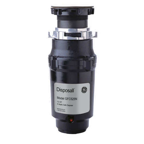GE Continuous Feed Garbage Disposal, 1/2 Horsepower, Good for Grinding: Beans, Potatoes, Peels, & Cooked Meat, Easy Install Kit and Power Cord Included, Recommended for 2-4 Person Homes, GFC525N