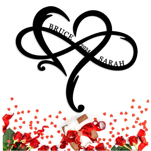 MBKJCUSTOM Custom Infinity Signs, Personalized Wedding Gifts, Infinity Wedding Gift, Metal Name Sign, Personalized Valentines Day Gifts, Personalized Infinity Heart Sign, Love Wall Decor Sign, Black7