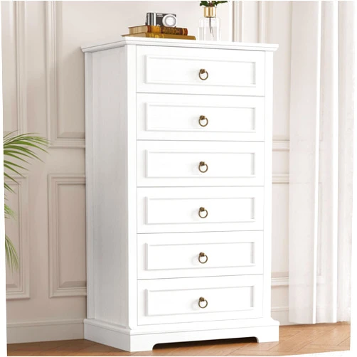 HOSTACK 6 Drawer White Dresser for Bedroom, 52