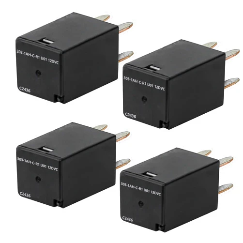 Marsrut 4 Pack 303-1AH-C-R1-U01-12VDC Automotive Relay with 4 Pins, 20 Amp 12V SPNO Purpose Relays Fit for Polaris RZR Slingshot Ranger Sportsman Cooling Fan and Most Universal Car Models (Black)