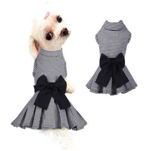 MAMORE Dog Dress with Bowknot, Fashional All Weather Puppy Clothes Wedding Holiday Princess Pet Dresses for Small Dogs Cats Girl(Small, White&Black)