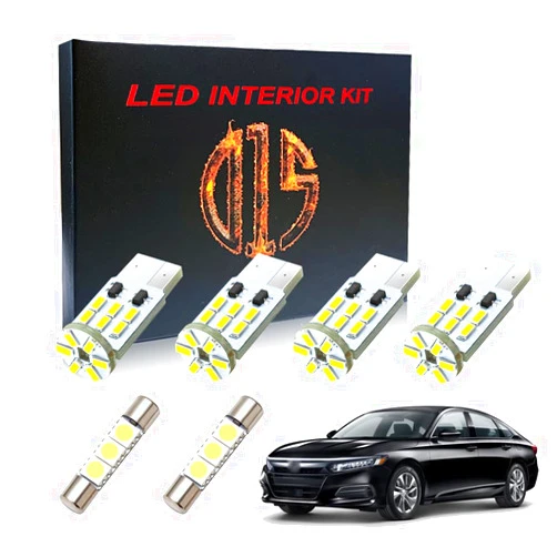D15 Lighting LED Interior Light Accessories Kit for 2018 2019 2020 2021 2022 Honda Accord 6000k White Map Dome Trunk Vanity Mirror Bulbs (6 Pieces)