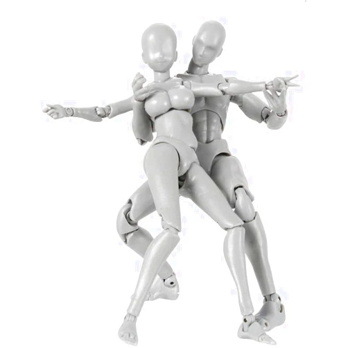 PINSOMM-US Body Kun Doll PVC Body Chan DX Set 2.0 Gray Color PVC Movebale Action Figure Model for SHF Gifts (Male+Female)