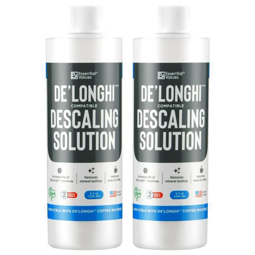 Essential Values Descaling Solution Compatible with De Longhi - Coffee Pot Cleaner & Descaler - Descaler Specially Formulated for De Longhi Coffee Machines 12 Month Supply 2-Pack