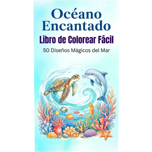 Esther D. Oceano Encantado: Libro de Colorear Facil: 50 Disenos Magicos del Mar - Diseños simples y relajantes para adultos y niños (Spanish Edition)