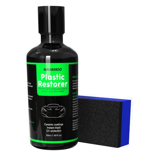 NADAMOO Plastic Restorer 50ml, Highly Concentrated Ceramic Coating for Cars, Back to Black Automotive Exterior and Interior Trim Scratch Remover Kit, Restore Faded Plastic, Vinyl & Rubber