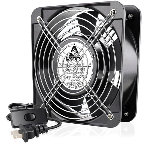 GDSTIME AXIAL Fan 15050, 110V 120V AC 150mm x 150mm x 50mm Dual Ball Bearing High Airflow for DIY Cooling Ventilation Exhaust Projects