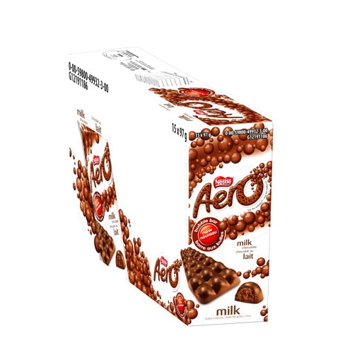 Aero Nestle Aero Milk Chocolate, 97grams/3.42oz Bar, Pack of 15