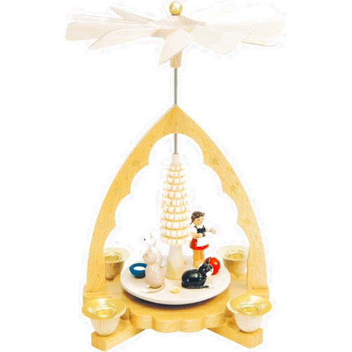 Richard Glässer Seiffen Richard Glaesser Cats Christmas Pyramid, 19cm/8in,