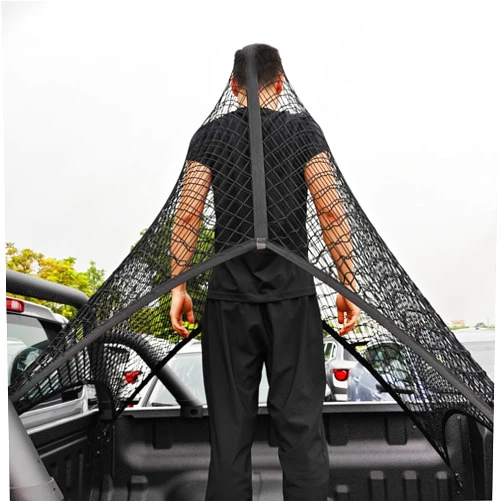 JFOMOYGI Highly Elastic Cargo Net for Pickup Truck Bed, 47.2''x43.3'' Stretches to 94''x86'', For Daily Light Loads, Truck Bed Cargo Bungee Rope Net, Cargo Netting for Trailer,RV,Tarp,Automotive (Single Layer)