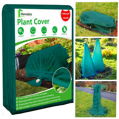 Havejoy Plant Cover Freeze Protection, 33FT x 10FT Green Floating Row Cover Garden Fabric Plant Protector for Winter Frost Blanket Sun Pest Protection Tree Wraps Vegetable Shade Cloth for Greenhouse