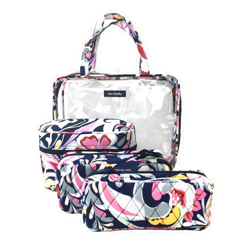 Vera Bradley 4 PC Cosmetic Organizer Large Travel Toiletry Case, Mod Paisley