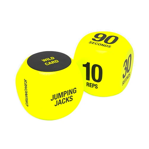 SPRI Exercise Dice (6-Sided) - Game for Group Fitness & Exercise Classes - Includes Push Ups, Squats, Lunges, Jumping Jacks, Crunches & Wildcard (Includes Carrying Bag)