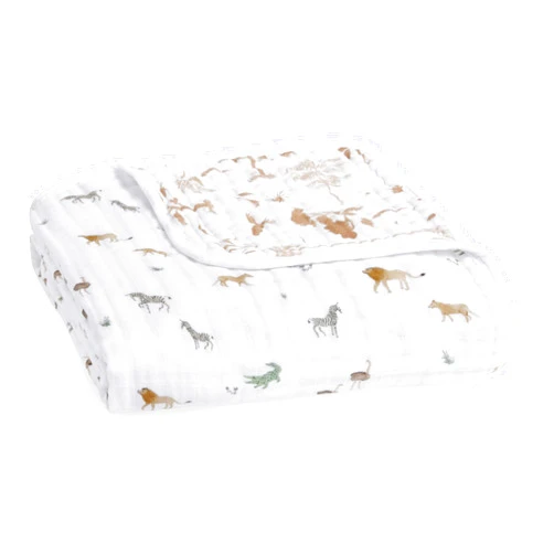 aden + anais 100% Organic Cotton Muslin Baby Blanket Crib Bedding for Newborn Baby and Toddler, Nursery Blanket for Boys and Girls, Baby Registry and Shower Gift, Safari Dreams