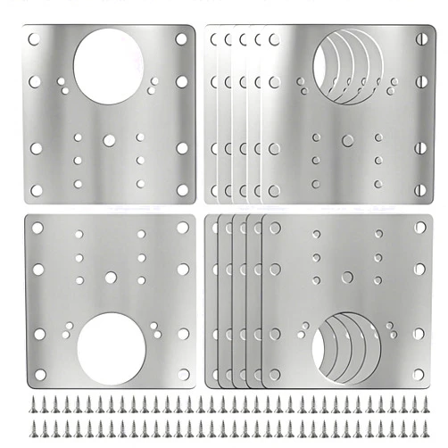 FOGZUVR 12PCS Upgraded Cabinet Hinge Repair Plate Kit: FOGZUVR Durable Door Hinge Mounting Plate Stainless Steel, Large Cabinet Fix Board with Screws for Kitchen Cabinet, Cupboard Doors and Furniture