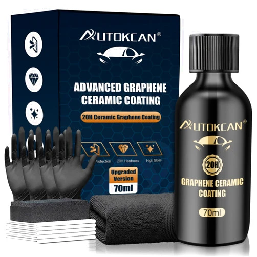 Autokcan Graphene Ceramic Coating(70ml), Advanced 20H Ceramic Coating for Cars Long Lasting High Gloss Nano Graphene Coat Kit Hydrophbic Mirror Paint
