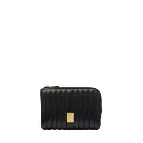 kate spade new york Deco Pebbled Leather Small Compact Wallet, Quilted Black