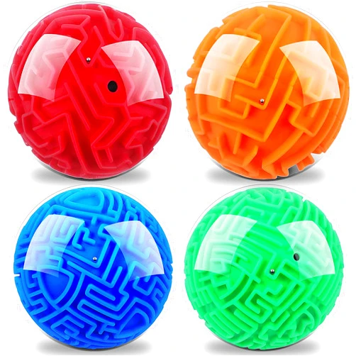Gamieac 3D Maze Ball Puzzle Games for Kids, Set of 4, Includes 4 Brain Teaser Puzzles in Varying Difficulty Levels, Stress Relieving Travel and Brain Games for Kids and Adults