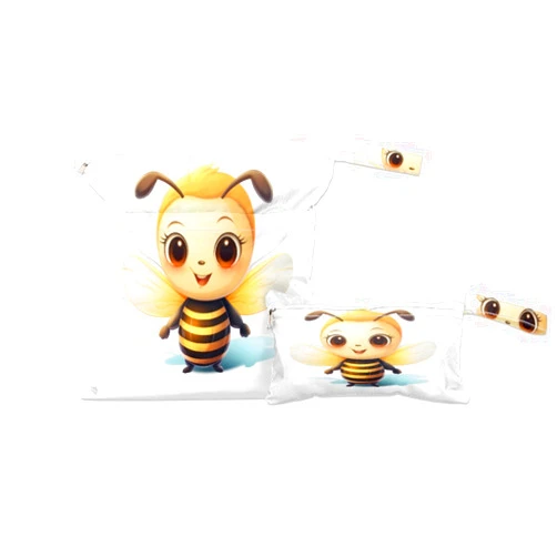 Pardick 2 Set Cute Bee Wet Dry Bags for Baby Cloth Diapers Waterproof Reusable Storage Bag for Travel,Beach,Pool,Daycare,Stroller,Gym,Laundry,Dirty Clothes,Swimsuits & Wet Clothes, Big Eyes Bee Wet Bag