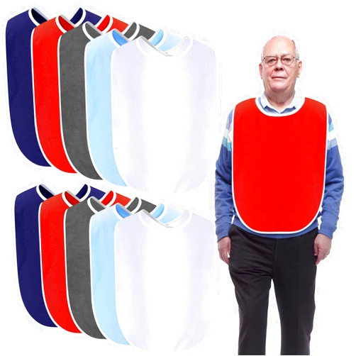 Jeere Adult Bibs Washable Clothing Protector for Men Women Adjustable Eating Cloth for Elderly Seniors and Disabled