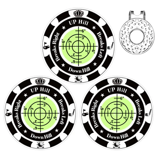Lousrnman Green Reader, 3 Pcs Golf Ball Marker for Putting Green with Magnetic Hat Clip, Golf Accessories Putt Aid Tool with High Precision Horizontal Bubble, Gift for Men Women (Black Green)