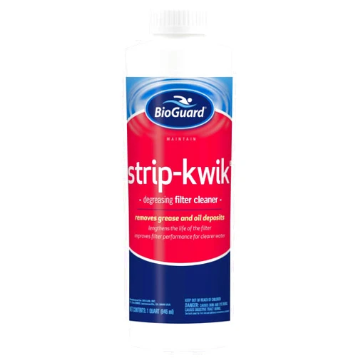 BioGuard Strip Kwik, 1 Quart, Degreasing Filter Cleaner, Removes Grease and Oil Deposits, Improves Filter Performance for Clearer Water