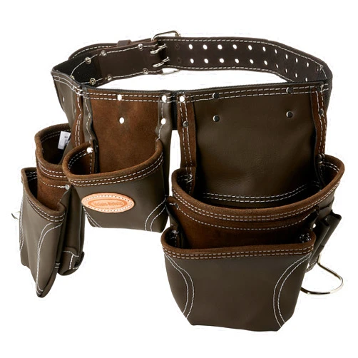 McGuire-Nicholas Tanned Leather Contractor's Apron, Durable Construction Tool Belt,Brown,One Size